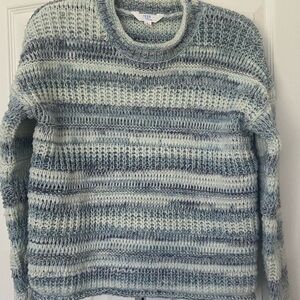 Time and Tru Light Blue & Cream Striped Crewneck Sweater